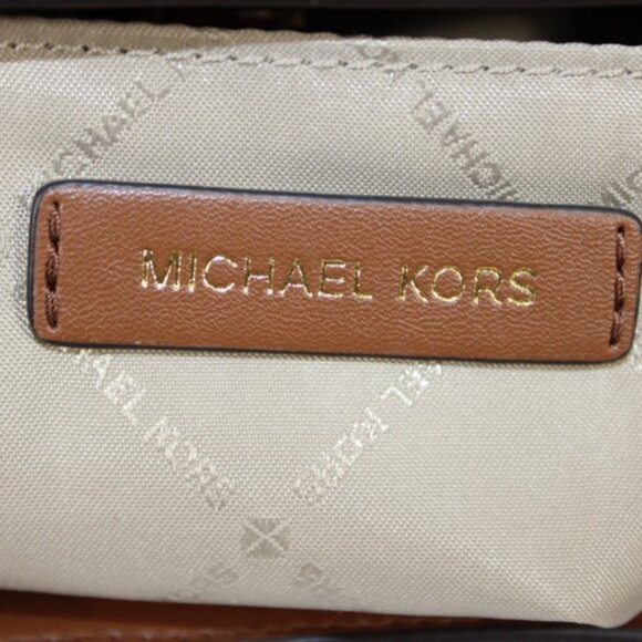 Michael Kors MK Signature Bucket Tote Brown Gold Chain Shoulder Bag NEW - Picture 8 of 9
